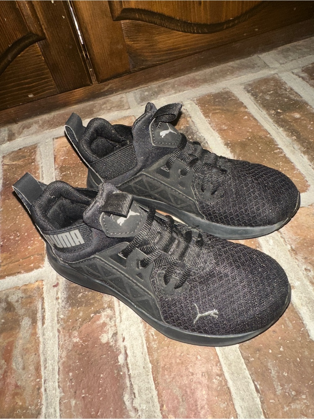 Puma Kids Black Breathable Knit Sneakers